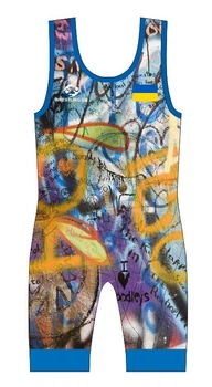 Борцовское трико Graffiti XL синее (WSL-003)