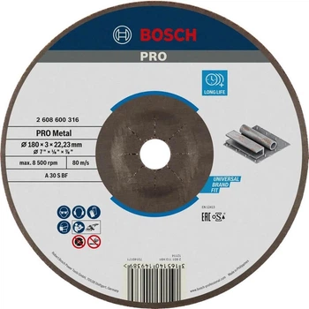 Круг отрезной Bosch Expert for Metal выпуклый 180х3х22.23 мм (2608600316)
