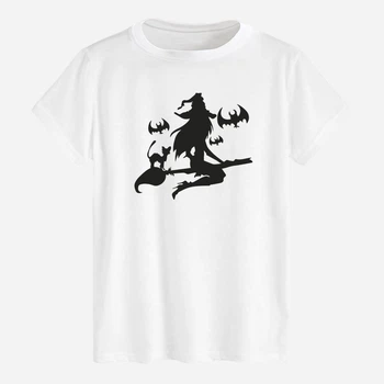 Футболка хлопковая длинная мужская Likey Хэллоуин Witch and Bats M150-2342 3XL Белая (2000000756080)