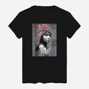 Футболка хлопковая длинная мужская Likey African Girl - Африканская девушка M150-0120 3XL Черная (2000000186382)