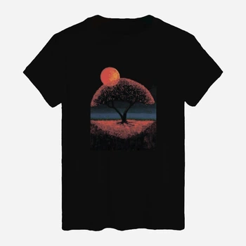Футболка хлопковая длинная мужская Likey Tree in the moonlight M150-0152 3XL Черная (2000000201382)