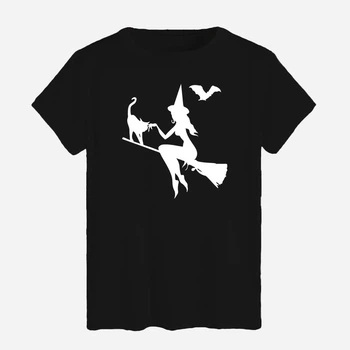 Футболка бавовняна довга чоловіча Likey Witch and Cat Хеловін M150-2330 M Чорна (2000000754765)