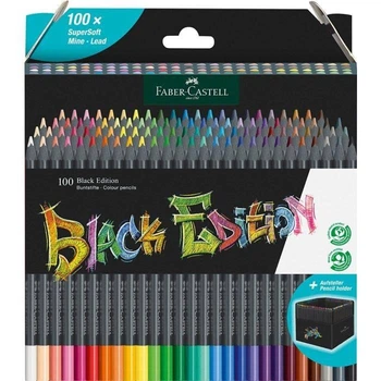 Олівці кольорові Faber-Castell 100 кольорів, чорне дерево, тригранні, картонна коробка
