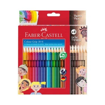 Олівці акварельні кольорові Faber-Castell 18 кольорів + 6 кольорів Skin Tones, картон