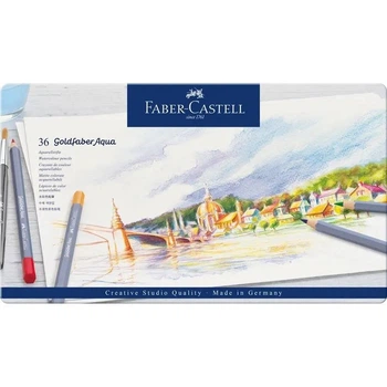 Олівці акварельні кольорові Faber-Castell Goldfaber 36 кольорів, металева коробка