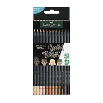 Олівці кольорові Faber-Castell 12 кольорів, чорне дерево, тригранні, Skin Tones, картон