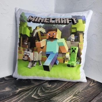 Подушка з малюнком "Minecraft" 35 х 35 см Біла