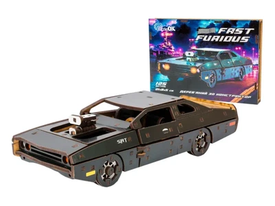 Дерев'яний 3D конструктор Fast Furious, Puzzleоk (Puz-62519), 125 деталей (чорна)