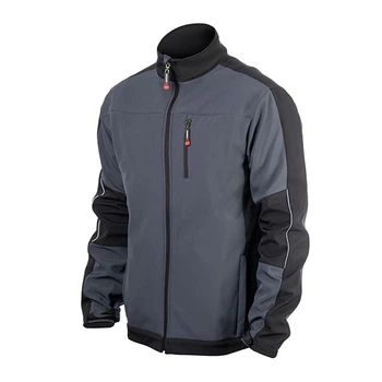 Куртка SOFTSHELL темно-сіро/чорна, тришарова, стрейч 300 GSM 100D, водо-/вітрозахист, 96% поліестер / 4% еластан, 3 кишені, L INTERTOOL SP-3133