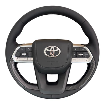 Руль для Toyota Land Cruiser 200, Prado 150. Дерево. В стиле LC300. Без подогрева. Подушка из кожи. В сборе.