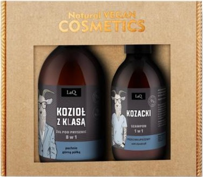 Zestaw kosmetyków pielęgnacyjnych LaQ Natural Vegan Cosmetics Żel pod prysznic Kozioł z Klasą 500 ml + Szampon Kozacki 300 ml (5905778571590)