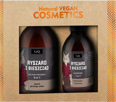 Zestaw kosmetyków pielęgnacyjnych LaQ Natural Vegan Cosmetics Ryszard z Bieszczad Żel pod prysznic 8 w 1 500 ml + Szampon 300 ml (5905778571576)