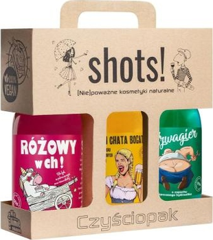 Zestaw kosmetyków pielęgnacyjnych LaQ Shots! Żel pod prysznic Czysciopak Różowy w Ch! 500 ml + Żel pod prysznic Czym Chata Bogata 500 ml + Żel pod prysznic Szwagier 500 ml (5902730839439)
