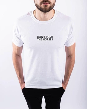 Мужская Белая Фуболка Донт Пуш Зе Хорсес Усик Don't Push The Horses S (353592)