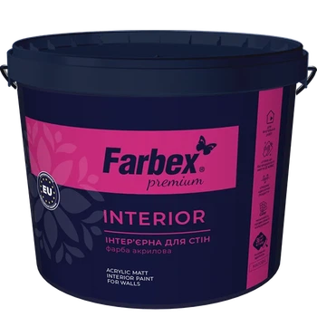 Краска интерьерная высококачественная ВДА "Interior" Farbex белый (база А) 1.4 кг