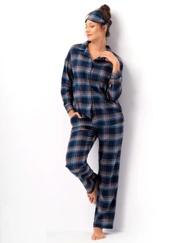 Пижама женская фланель в клетку Key LNS 431 XL синий