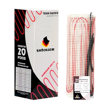 Нагрівальний мат Shtoller Ecotherm SH-EC 180 Вт; 1 м²для теплого підлоги під плитку та паркетний підлогу з тефлоновою ізоляцією