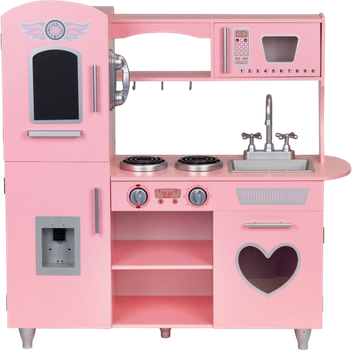 Дерев'яна дитяча кухня EcoToys зі звуками Рожева 7268 (5903769974849)