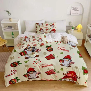 Постельное белье 3D полуторное из микросатина Новогодние Санты 32214 150х215 см 50х70 см