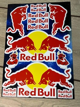 Наклейки RED BULL ( Матові ) на мотоцикл Спонсор мотокросс стікер пак наклейок вінілових для Мото скутер мопед. Розмір аркуша 30х20см