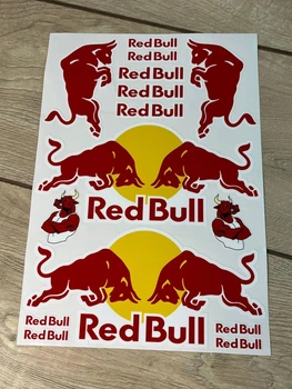 Наклейки RED BULL ( белые ) на мотоцикл Спонсор мотокросс стикер пак наклейок винилових для Мото скутер мопед . Размер листа 30х20см