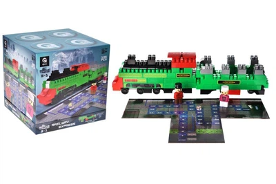 Конструктор блочний QB300-202 "Block&Steps: Залізничний Експрес" + ходилка і меморі гра 3в1, 136дет. qbee