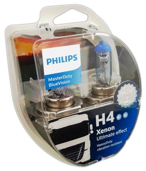Комплект галогенових ламп PHILIPS H4 13342MDBVS2 MasterDuty BlueVision 75/70W 24V P43t (2 шт)