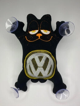 Мягкая игрушка кот Гарфилд в машину на присосках Volkswagen фольксваген 25 см черного цвета