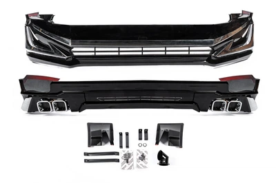 Накладки Modellista LED на передний и задний бампер для Toyota Land Cruiser Prado 150 2017+ (Вариант 3, белые)