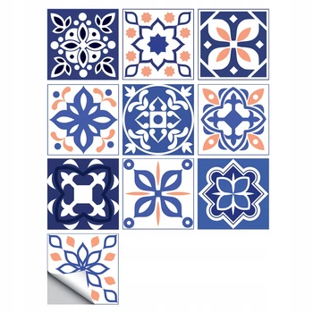 Самоклеящаяся ПВХ плитка 10 шт 20×20 см (0,4 м²) сине-розовая для стен и полов водонепроницаемая