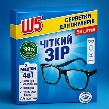 Влажные салфетки для очков W5 54 шт — салфетки для очистки линз, экранов, смартфонов, антистатические, без разводов, для оптики