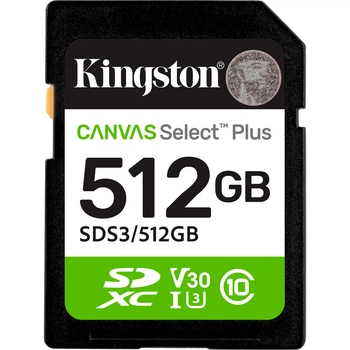 Карта памяти SDXC Kingston Canvas Select Plus Gen3 512GB C10 U3 V30 R 150Mb/s W 100Mb/s Black (SDS3/512GB)