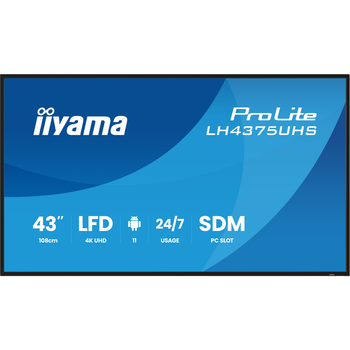 Информационный дисплей IIYAMA ProLite LH4375UHS-B2AG 42.5" IPS 4K UHD 500 cd/m² Android 11 Black