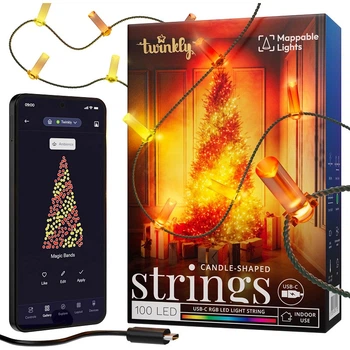 Гірлянда світлодіодна Twinkly Strings Candle RGB Smart LED 100 ламп зелений кабель 6м (TWKC100RGB-G)