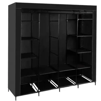 Розкладна тканинна шафа-органайзер Ruhhy XXL 170×170×42 см, мобільний гардероб з 14 полицями та 2 штангами
