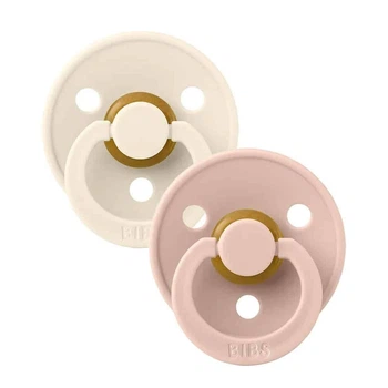 Набір пустушок BIBS 0-6 m Colour Latex Round Ivory / Blush, 2 шт