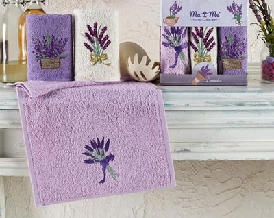 Набір 3 махрові рушники TÜRComFor кухонні 30х50 см Lavender Bouquet Різнокольоровий (TC303374883)