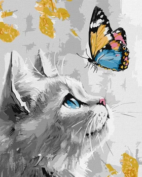 Obraz po numerach Ideyka Marzycielskie kocię z farbami metalic extra 40x50 cm KHO6680 (4823104378020)