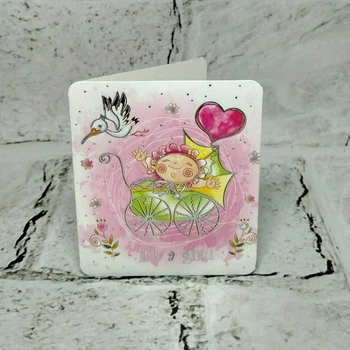 Открытка мини подарочная It's a girl Baby Shower 7,1х8,2 см 5503-179