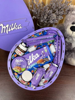 Подарунковий Жіночий набір мілка фіолетовий у формі яйця бокс солодощів (344087)