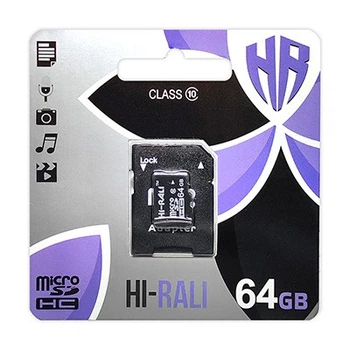 Карта памяти MicroSDXC 64GB Class 10 Hi-Rali + SD-adapter (HI-64GBSDCXCL10-01)