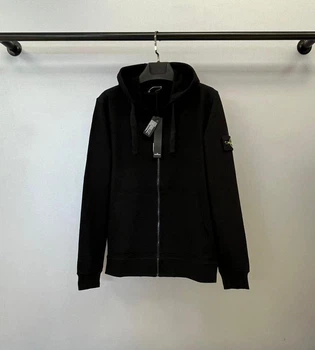 Зіп худі-кофта бавовняна на блискавці Stone Island 830029 чорний M