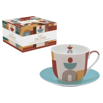 Чашка фарфоровая с блюдцем в подарочной коробке Easy Life Illusion 400 мл R1454ILLU