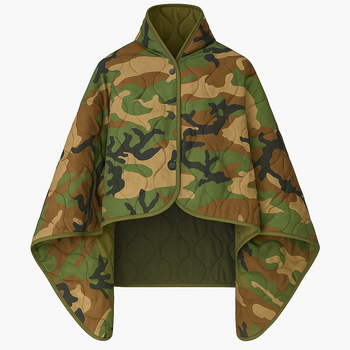 Кемпинговое одеяло с чехлом Patrol Camo 150×200 см KT7001008— с кнопками, позволяющими использовать как пончо