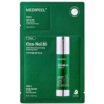 Двухфазная маска со спикулами и центеллой Medi-Peel Phyto Cica-Nol B5 3000 Shot Serum 2 Step Mask 1.5g+25ml