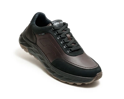 Кросівки чоловічі шкіряні Torino Brown Dav Shoes чорний із коричневим 45