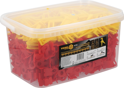 Система вирівнювання плитки VOREL кліпси + клини + щипці 3 мм 700 + 200 шт. 04740 (5906083108310)