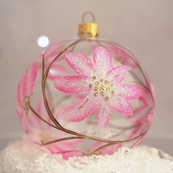 Ялинкова іграшка новорічна куля Santa Shop Магнолія Рожевий 10 см (4820001112436)