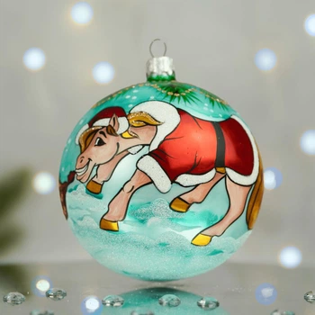 Ялинкова іграшка новорічна куля Santa Shop Символ року 2026 Під ялинкою Бірюзовий 10 см (4820001180398)
