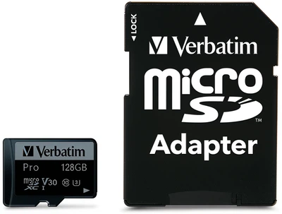 Карта памяти Verbatim Pro microSDXC 128GB UHS-I U3 V30 + SD-адаптер (47044)